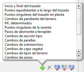 Perfiles - Edición de distribuciones - Añadir, menú longitudinal