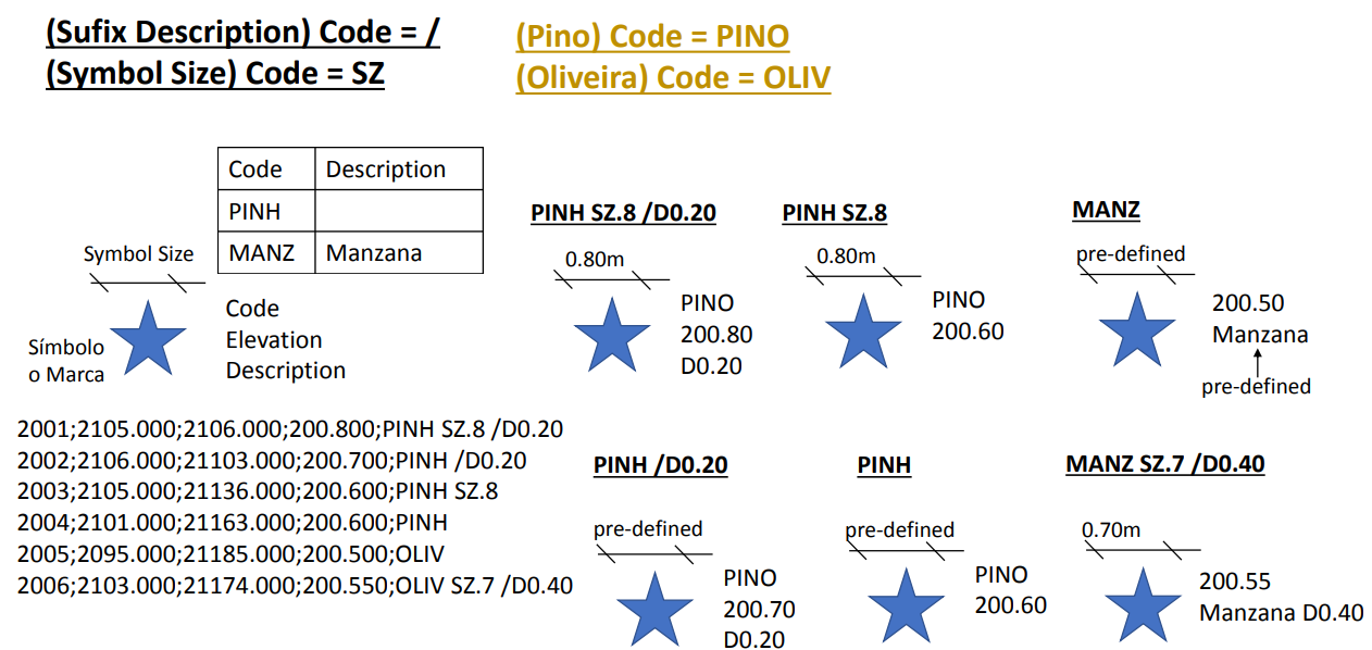 Archivo - Importar - Puntos de SurvCE, parámetros SZ, slash