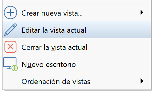 Vistas - Cuestiones generales - Editar vista, menú