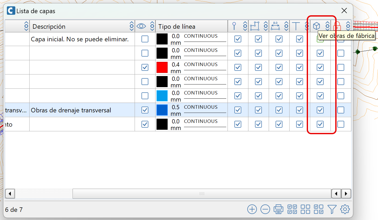 Obras de fábrica - Capas, dialog con flag ver OF