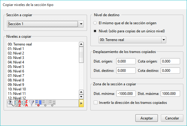 Trazado - Editor secciones - Copiar niveles Trazado - Editor secciones - Copiar niveles