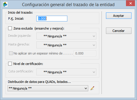Edición - Lista de entidades - Configuración de trazado Edición - Lista de entidades - Configuración de trazado