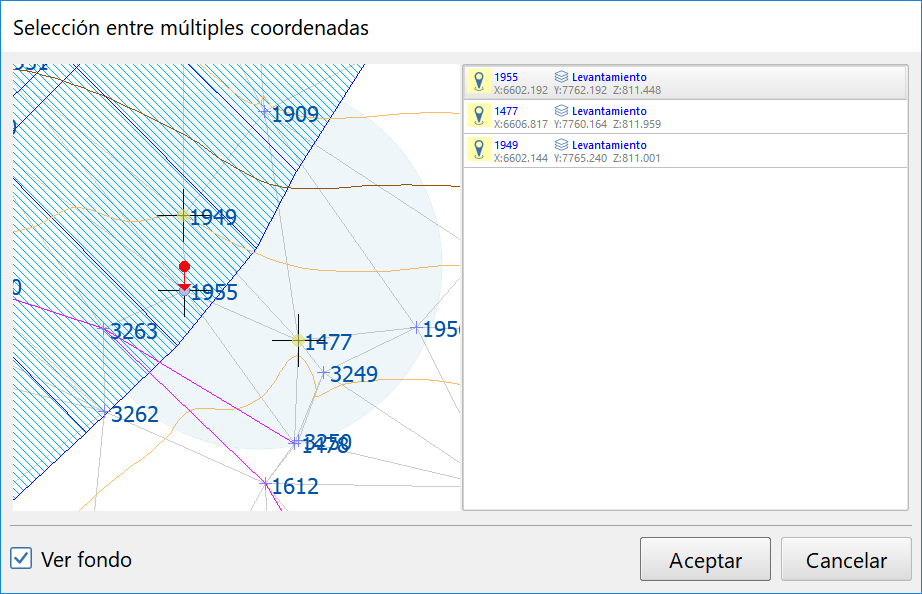 CAD - Selección gráfica - Datos solapados, dialog