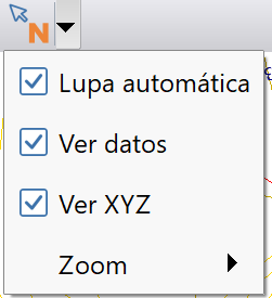Vista 2D - Zona superior - Selector de ítems, menú