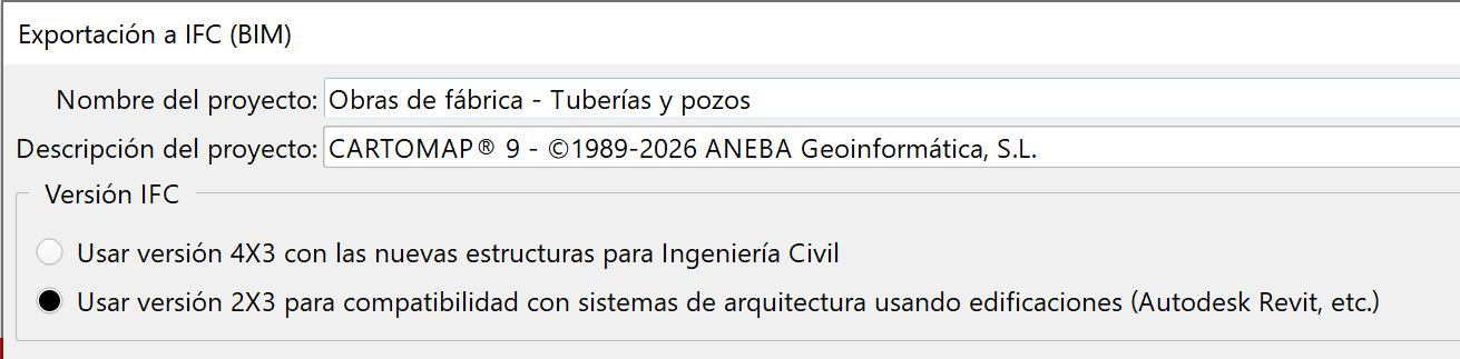 BIM - Exportación, dialog, recorte versiones