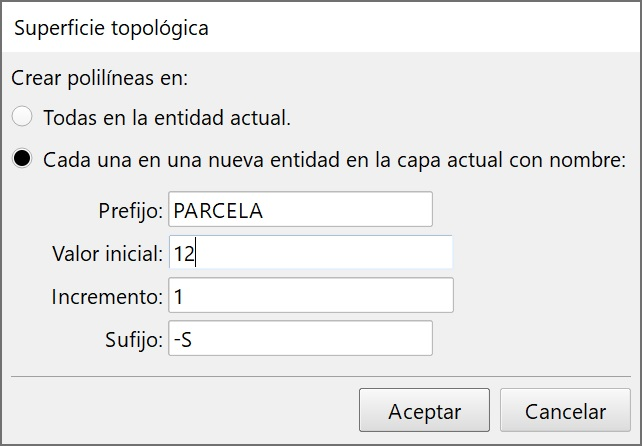 CAD - Entidades - Superficie topológica, dialog