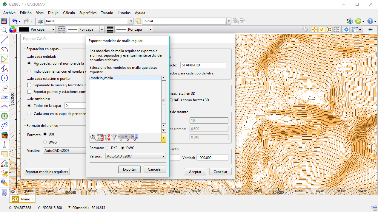 Archivo - Exportar - CAD, dialog con modelos de malla