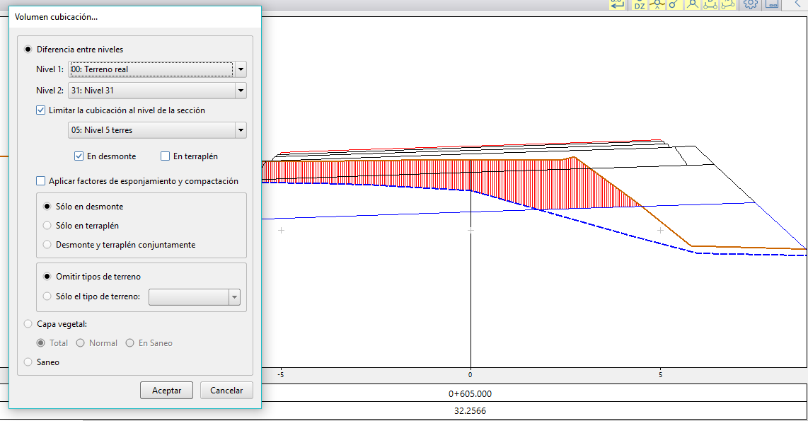 Cubicaciones - Entre dos modelos limitado sección, desmonte