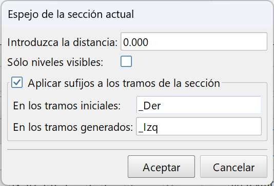 Secciones tipo - Editor, sección en espejo, dialog