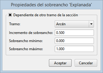 Trazado - Editor secciones - Sobreancho fijo, dialog (2015.04)