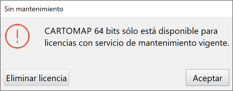CARTOMAP Express - 64 bits caducada, opción de eliminar licencia