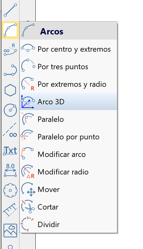 CAD - Arcos - 3D, barra de CAD