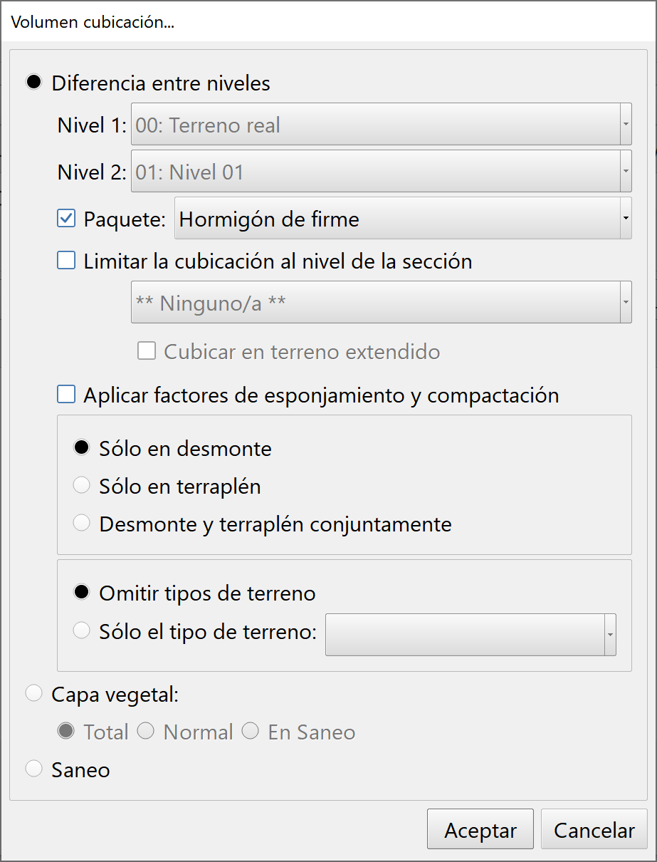 Nueva opción para cubicar paquetes de firme en los datos de perfiles transversales