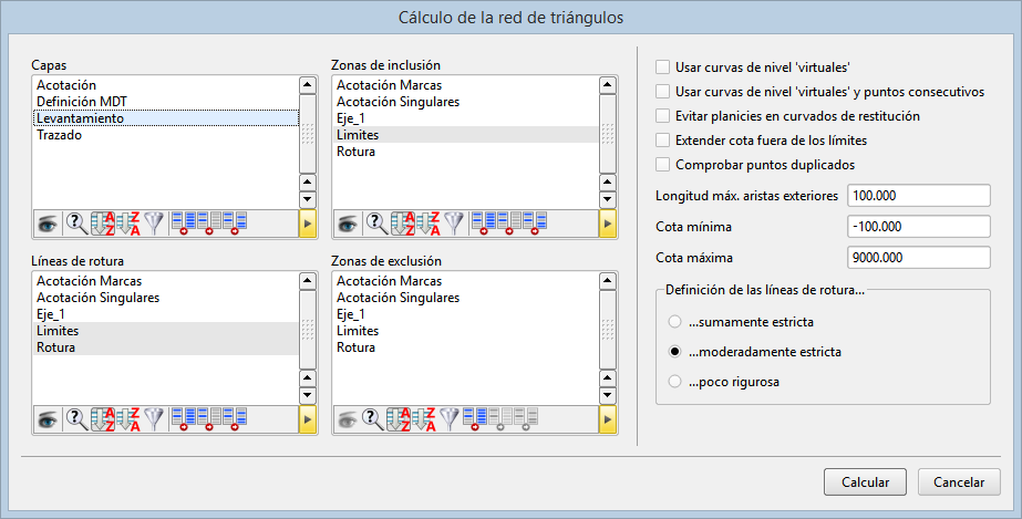 Superficies - Crear modelo - Calculo de la red de triángulos Superficies - Crear modelo - Calculo de la red de triángulos