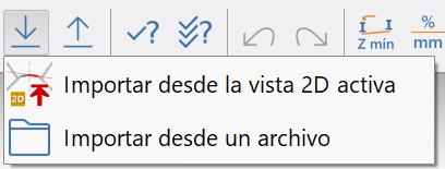 Editor de secciones - Importar tramos, menú
