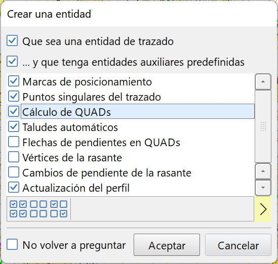 Edición - Entidades, crear entidad en barra superior, dialog de entidades auxiliares