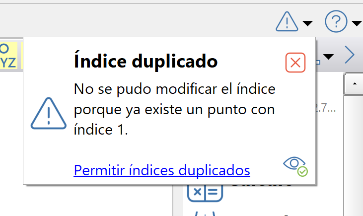 GUI - Centro de comunicaciones - Aviso, índice duplicado