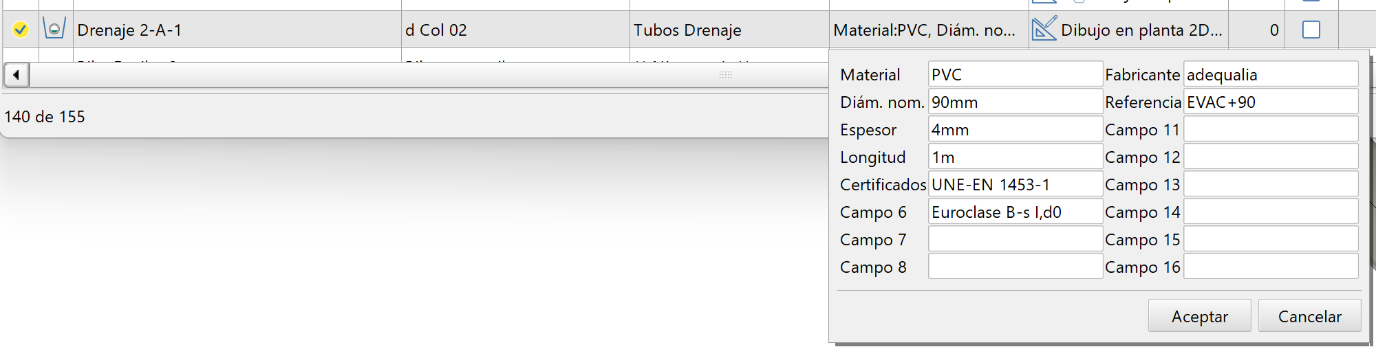 Edición - Características, dialog entidades con datos