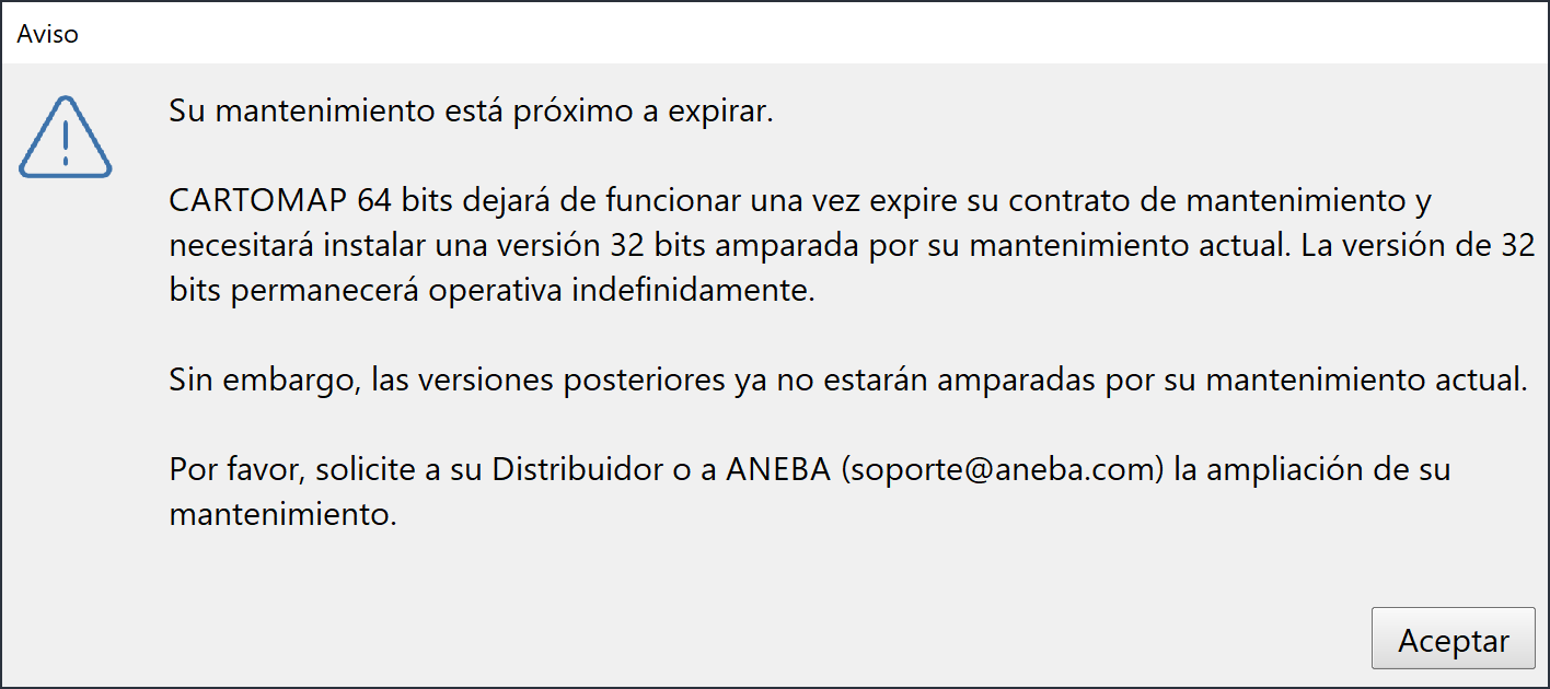 CARTOMAP 64 bits, próximo a expirar