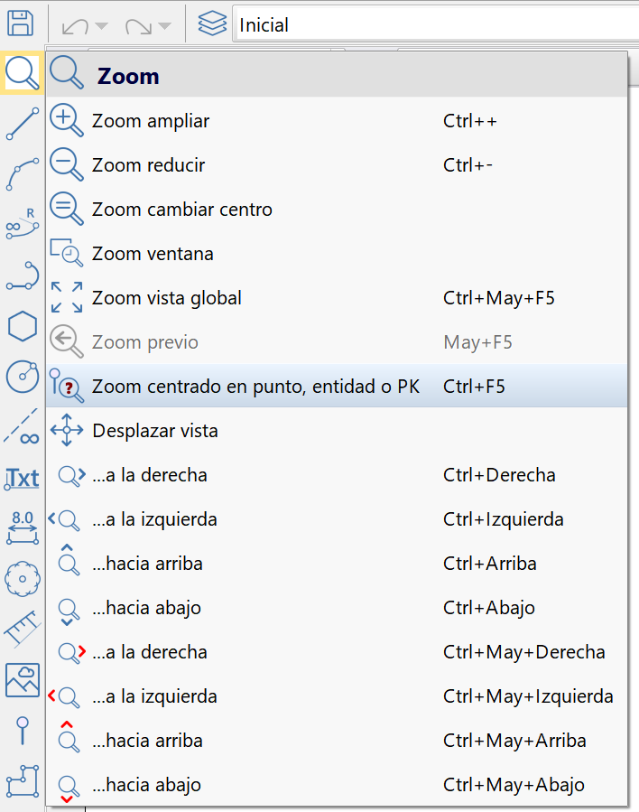 CAD - Zoom - Centrado, menú