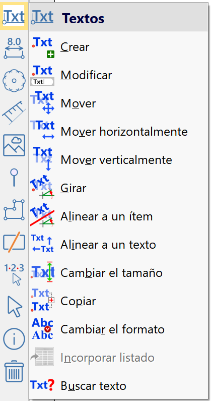 CAD - Textos, barra de cad