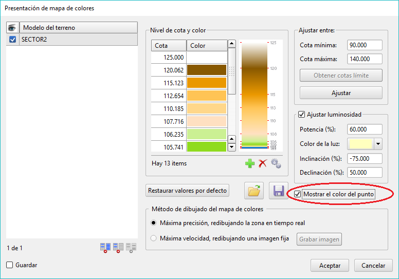 Vista 2D - Mapa de Colores - Dialog