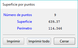 CAD - Información - Superficie por puntos, pantalla resultado CAD - Información - Superficie por puntos, pantalla resultado