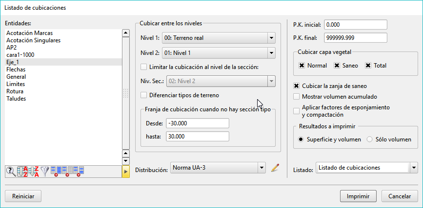 Listados - Cubicaciones - Dialog Listados - Cubicaciones - Dialog