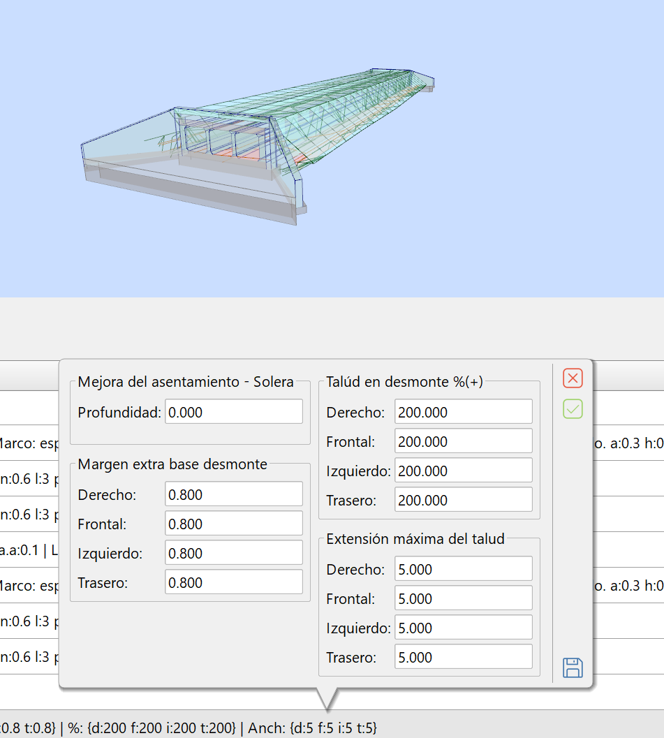 BIM - Exportación de OF, - Desmonte, dialog