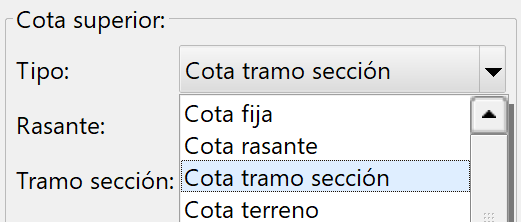 Obras de fábrica - Muros - Datos generales, tipo de cota