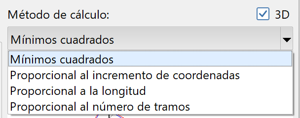 Levantamiento - Cálculo de poligonales, método de cálculo, dialog
