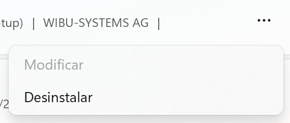 Configuración - Eliminar driver WibuKey, panel de control, desinstalar