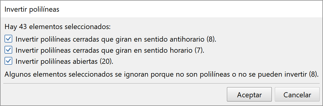 CAD - Polilíneas - Cambiar sentido de giro, dialog