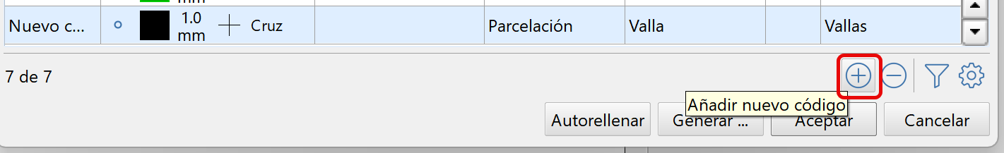 Edición - Levantamiento - Autocroquis, crear nuevo código