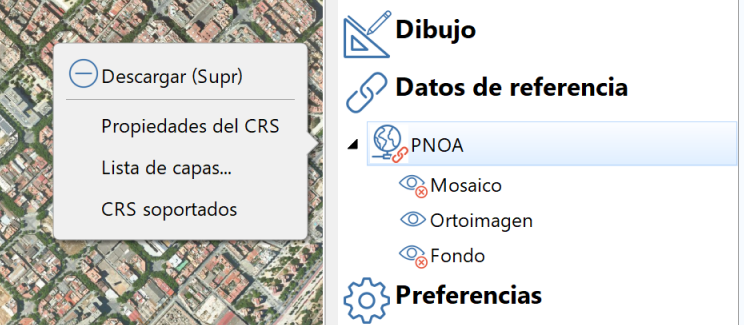WMS - Opciones de menú, editar capas visibles