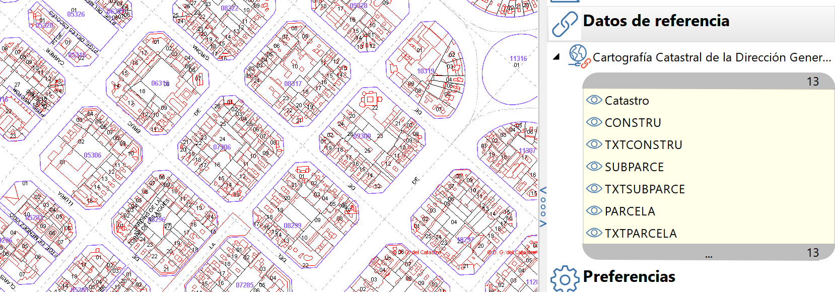 WMS - Vista 2D, Catastro