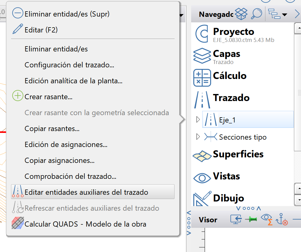Edición - Lista de entidades - Editor de entidades auxiliares - Acceso desde el navegador