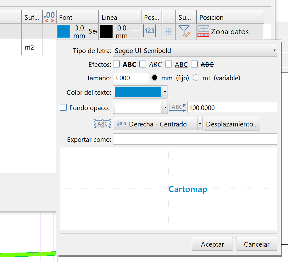 Perfiles - Edición de contenido transversal - Font, alineación