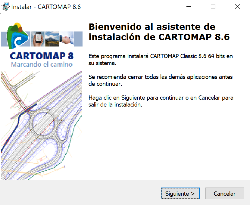 CARTOMAP Classic - Instalación, pantalla inicial