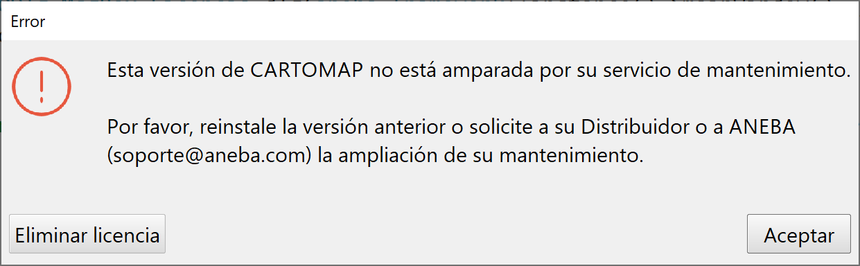 CARTOMAP Express - Sin mantenimiento, opción de eliminar licencia