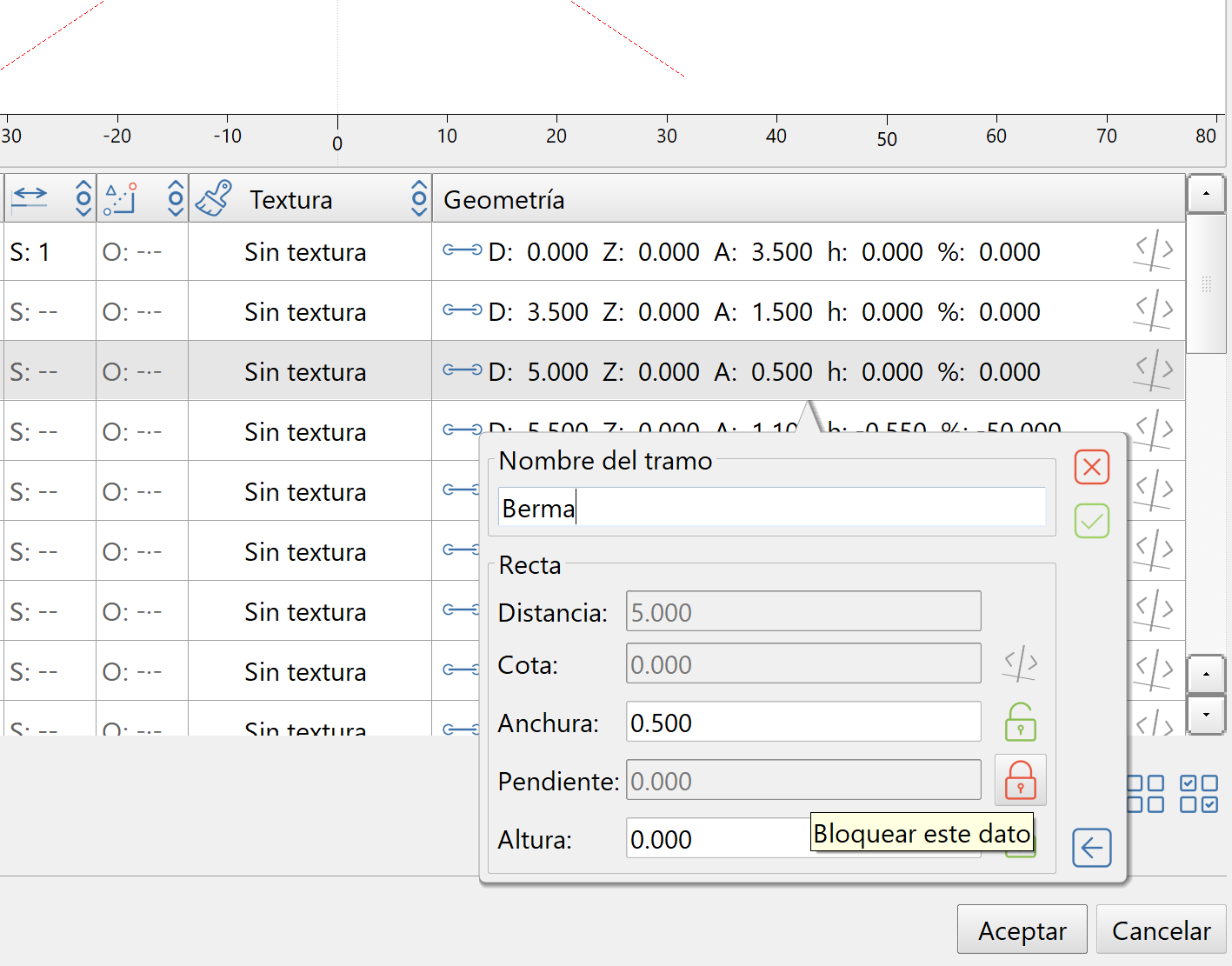 Trazado - Editor secciones - Editor de geometría de tramos rectos 2020.12