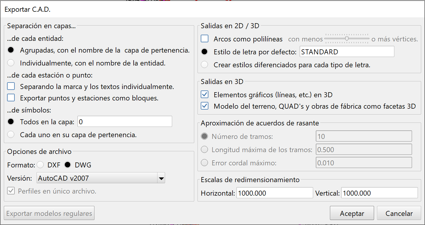 Exportación - DWG-DXF - Dialog