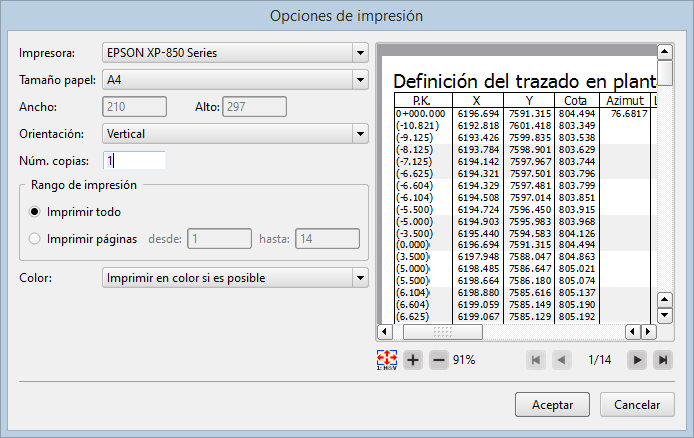 Impresión - Opciones de impresión