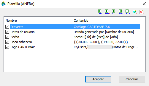 Listados - Plantillas - Dialog edición Listados - Plantillas - Dialog edición