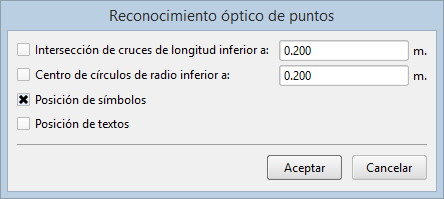 Edición - Levantamiento - Puntos - Generar puntos - Por reconocimiento óptico del plano Edición - Levantamiento - Puntos - Generar puntos - Por reconocimiento óptico del plano