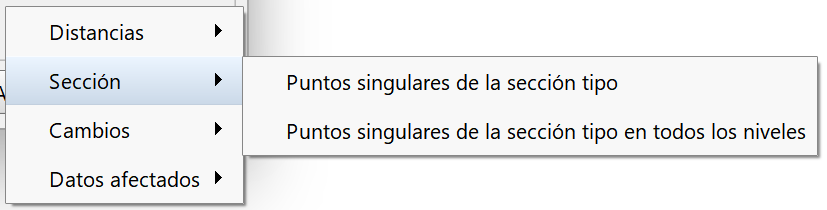 Perfiles - Edición de distribuciones - Transversal, menú sección