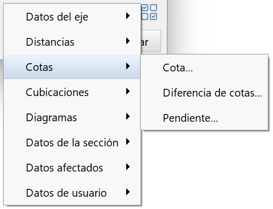 Perfiles - Edición de contenido transversal, menú cotas
