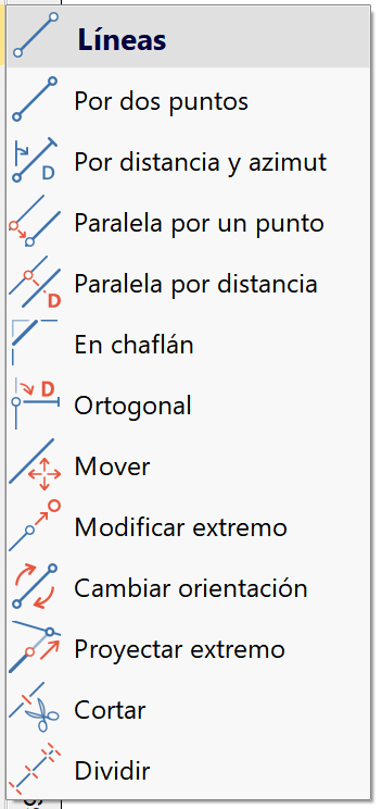 Dibujo - Lineas, menú