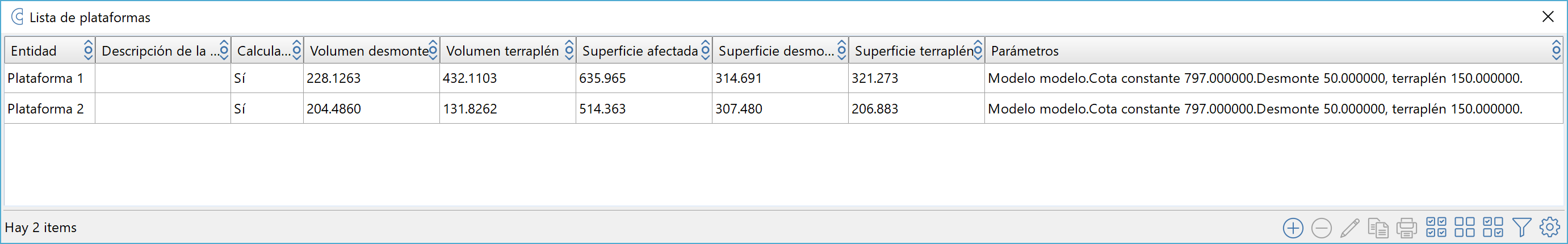 Superficies - Plataformas, lista