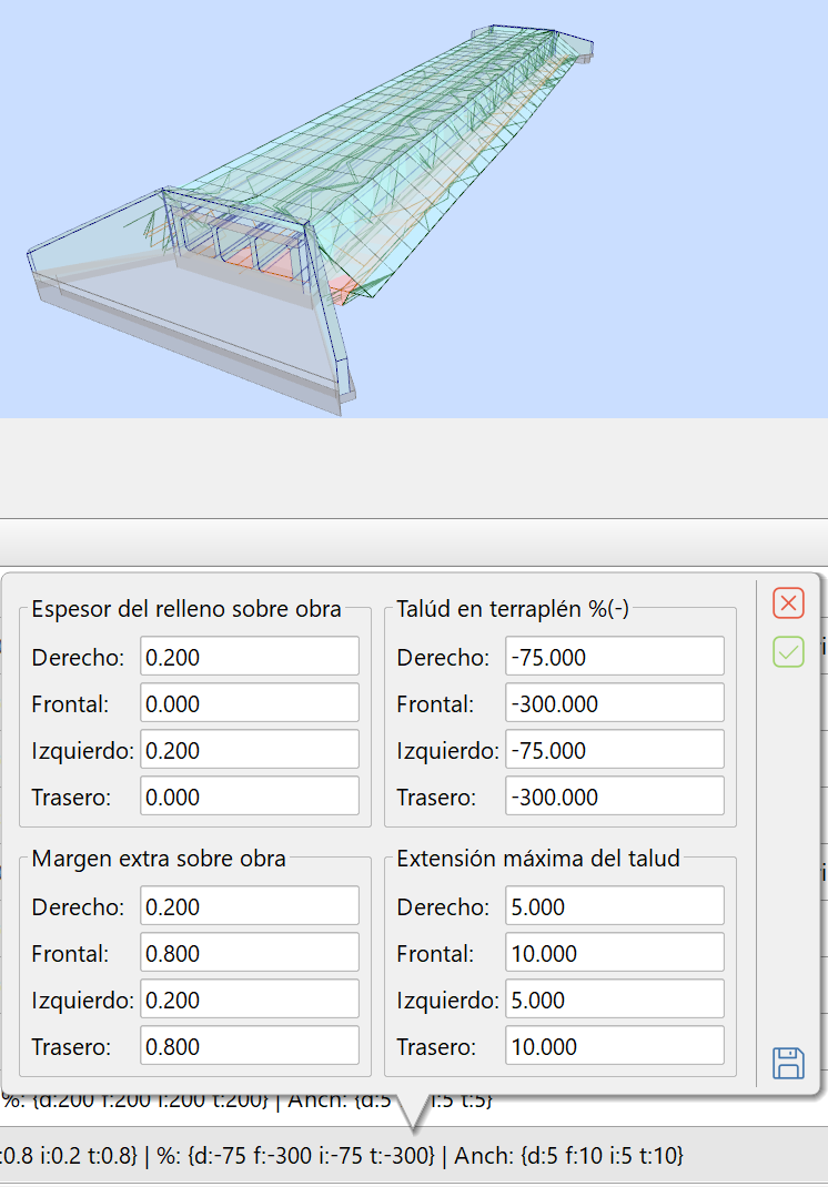 BIM - Exportación de OF, - Terraplén, dialog